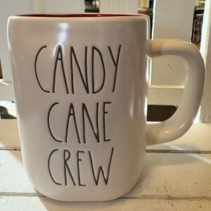 Rae Dunn Candy Cane Crew Mug - White and Red